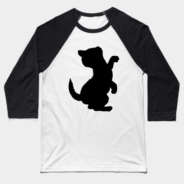 Little Baby Kitten Cat Standing Silhouette Baseball T-Shirt by AnotherOne